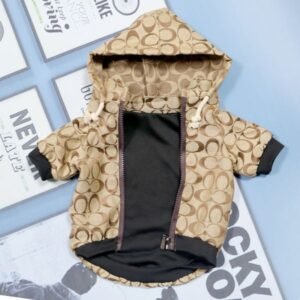 Pawcci CC Monogram Designer Dog Jacket With Hood