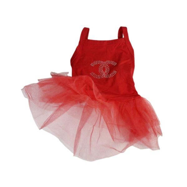 Chewnel Rhinestone Glamour Logo Designer Dog Dress - Image 3