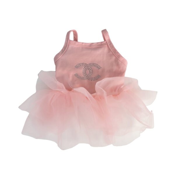 Chewnel Rhinestone Glamour Logo Designer Dog Dress - Image 2