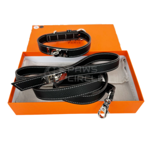 Furmes Kelly Black Leather Collar & Leash