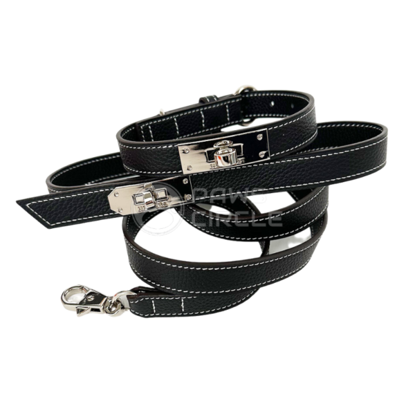 Furmes Kelly Black Leather Collar & Leash - Image 2