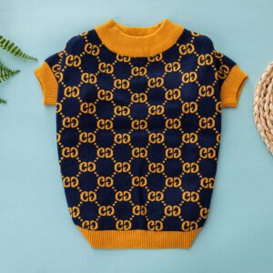 Pawcci Orange Monogram Designer Dog Sweater