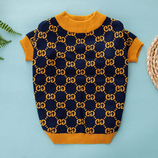 Pawcci Orange Monogram Designer Dog Sweater
