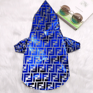 Furdi F Blue Mnogram Designer Dog Waterproof Windbreaker