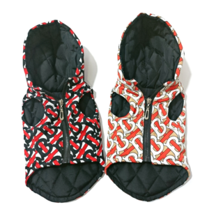 Furberry Tangled Monogram Designer Dog Hooded Zipper Vest for Winter