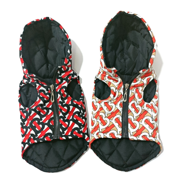 Furberry Tangled Monogram Designer Dog Hooded Zipper Vest for Winter