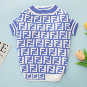 Furdi Blue  Monogram Designer Dog Sweater