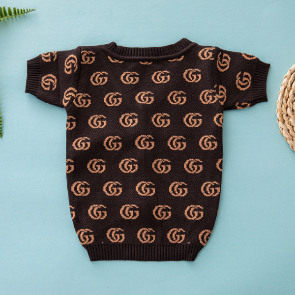 Pawcci GG Brown Designer Dog Cardigan Sweater - Image 3