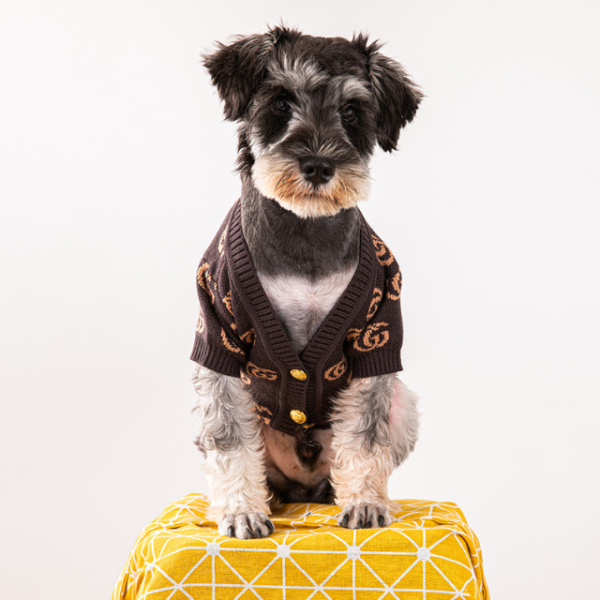 Pawcci GG Brown Designer Dog Cardigan Sweater - Image 4