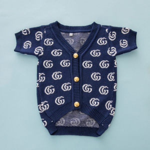 Pawcci Navy Blue Designer Dog Cardigan Sweater