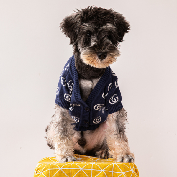 Pawcci Navy Blue Designer Dog Cardigan Sweater - Image 4