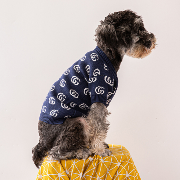 Pawcci Navy Blue Designer Dog Cardigan Sweater - Image 5