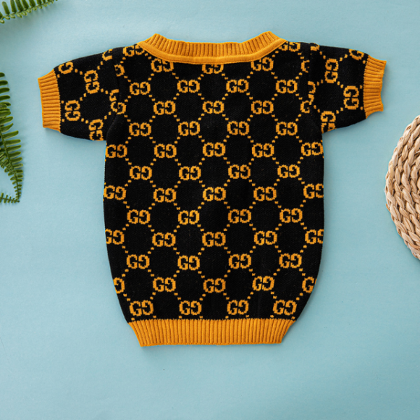 Pawcci Orange Monogram Designer Dog Cardigan Sweater - Image 3