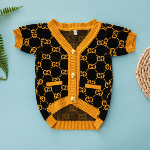 Pawcci Orange Monogram Designer Dog Cardigan Sweater