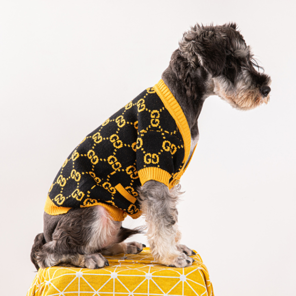 Pawcci Orange Monogram Designer Dog Cardigan Sweater - Image 5