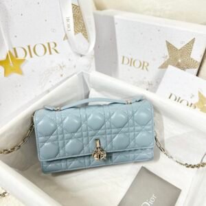 Blue luxury high-end women's handbag