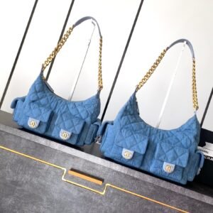 Luxury fashion designer light blue shoulder bag