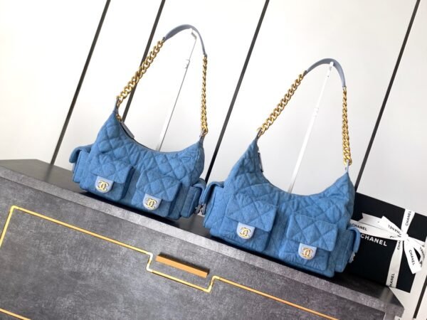 Luxury fashion designer light blue shoulder bag