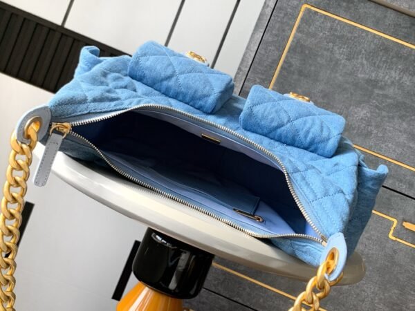 Luxury fashion designer light blue shoulder bag - Image 8