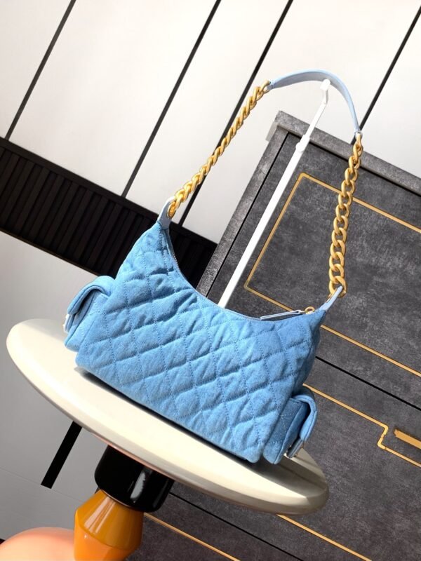 Luxury fashion designer light blue shoulder bag - Image 13