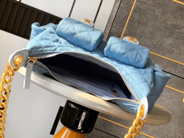 Luxury fashion designer light blue shoulder bag - Image 18
